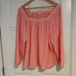 Terra & Sky Pink Women's Striped Square Neck Top